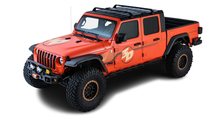 Rhino-Rack 07-22 Jeep Wrangler JK/JL 4 Door Hard Top Vortex SG 2 Bar Roof Rack - Black - Bull Strap