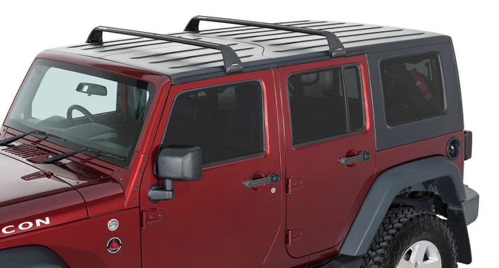 Rhino-Rack 07-22 Jeep Wrangler JK/JL 4 Door Hard Top Vortex SG 2 Bar Roof Rack - Black - Bull Strap