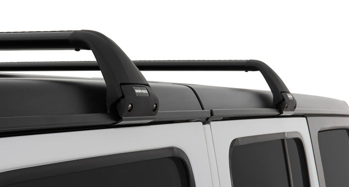 Rhino-Rack 07-22 Jeep Wrangler JK/JL 4 Door Hard Top Vortex SG 2 Bar Roof Rack - Black - Bull Strap