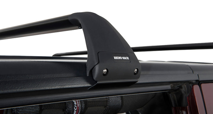 Rhino-Rack 07-22 Jeep Wrangler JK/JL 4 Door Hard Top Vortex SG 2 Bar Roof Rack - Black - Bull Strap