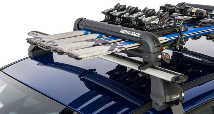 Rhino-Rack Universal Ski/Snowboard Carrier - Fits 4 Pairs of Skis or 2 Snowboards - Black - Bull Strap
