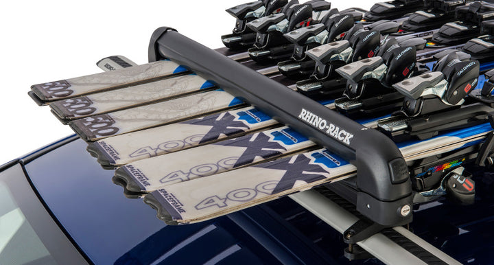 Rhino-Rack Universal Ski/Snowboard Carrier - Fits 6 Pairs of Skis or 4 Snowboards - Black - Bull Strap