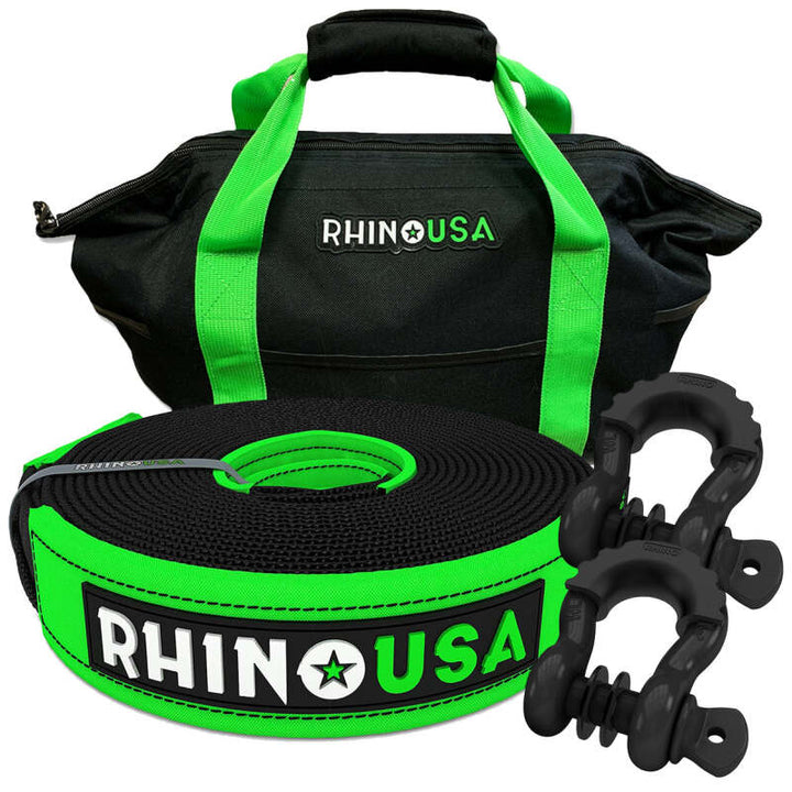 Rhino USA 20Ft Tow Strap/Shackles Combo - Bull Strap