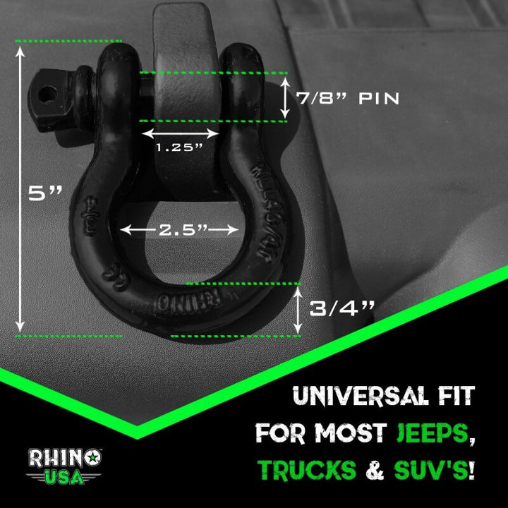 Rhino USA 20Ft Tow Strap/Shackles Combo - Bull Strap