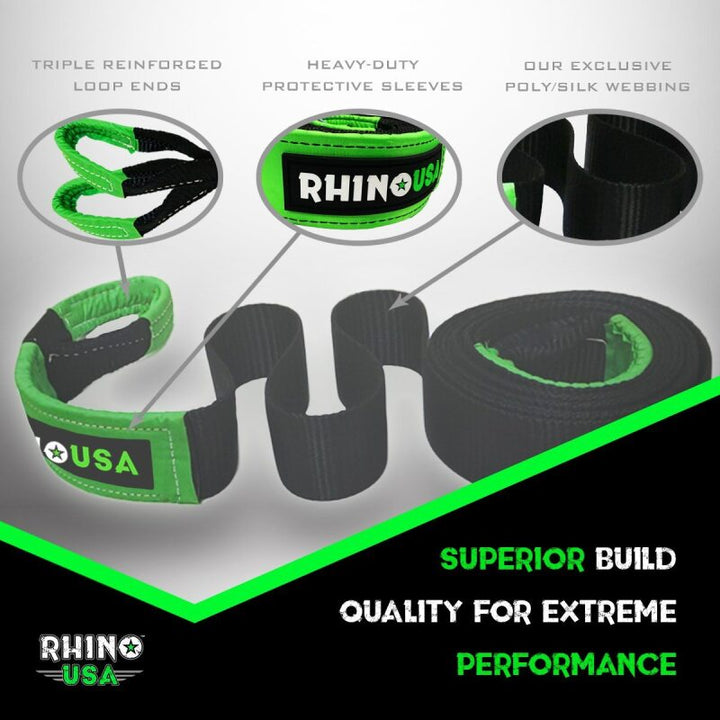 Rhino USA 20Ft Tow Strap/Shackles Combo - Bull Strap