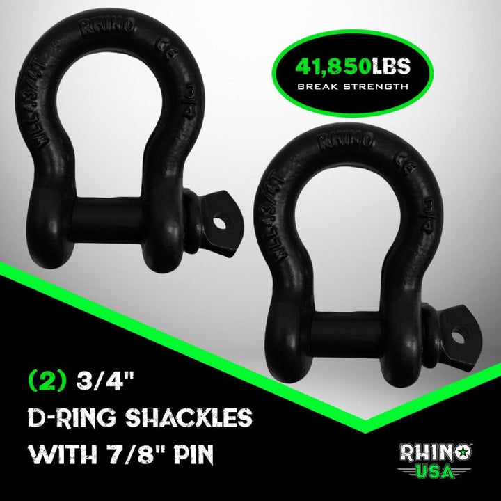 Rhino USA 20Ft Tow Strap/Shackles Combo - Bull Strap
