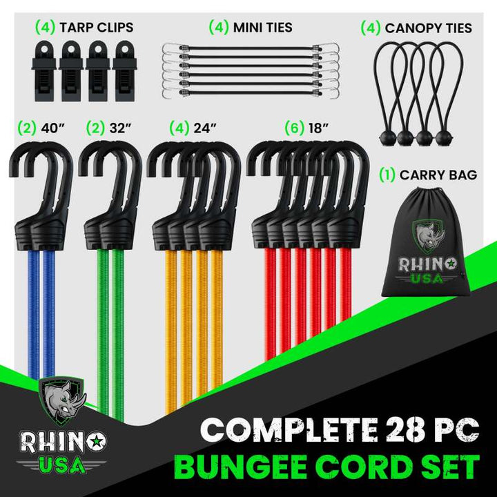 Rhino USA 28Pc Bungee Cord Assortment - Bull Strap
