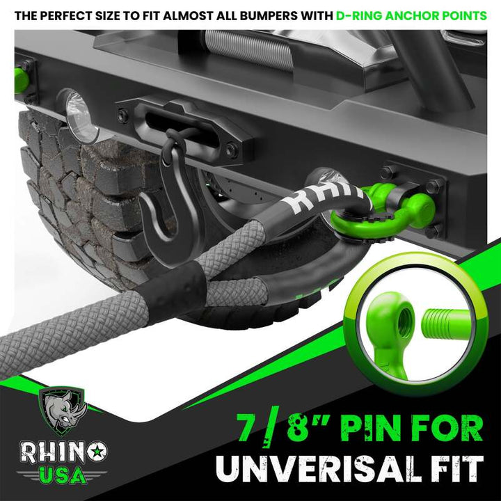 Rhino USA 3/4In D-Ring Shackle Set (2-Pack)(Red) - Bull Strap