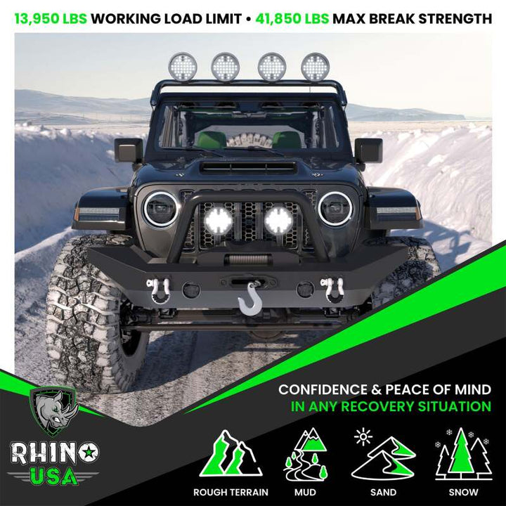 Rhino USA 3/4In D-Ring Shackle Set (2-Pack)(Red) - Bull Strap