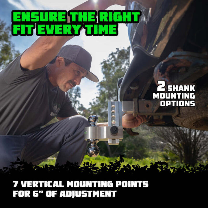 Rhino USA 6In Heavy Duty Drop Hitch - 2In (Silver) - Bull Strap