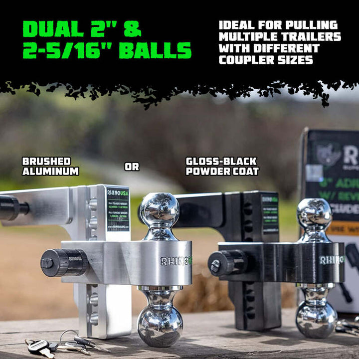 Rhino USA 6In Heavy Duty Drop Hitch - 2In (Silver) - Bull Strap