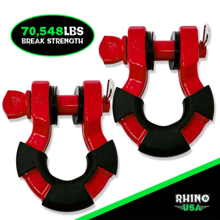 Rhino USA 8T Super Shackle 2-Pack (Red) - Bull Strap