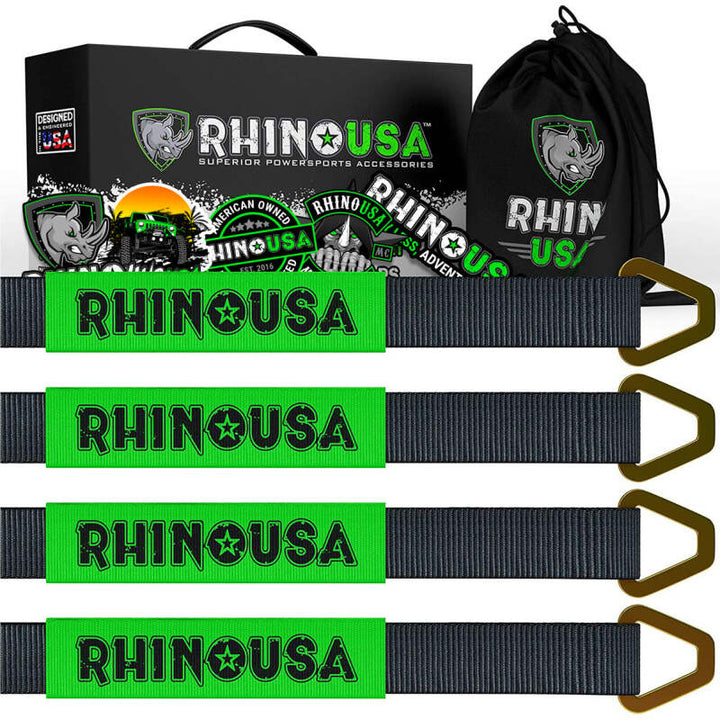 Rhino USA Axle Tie Down Straps (4-Pack) 2In X 38In - Black - Bull Strap