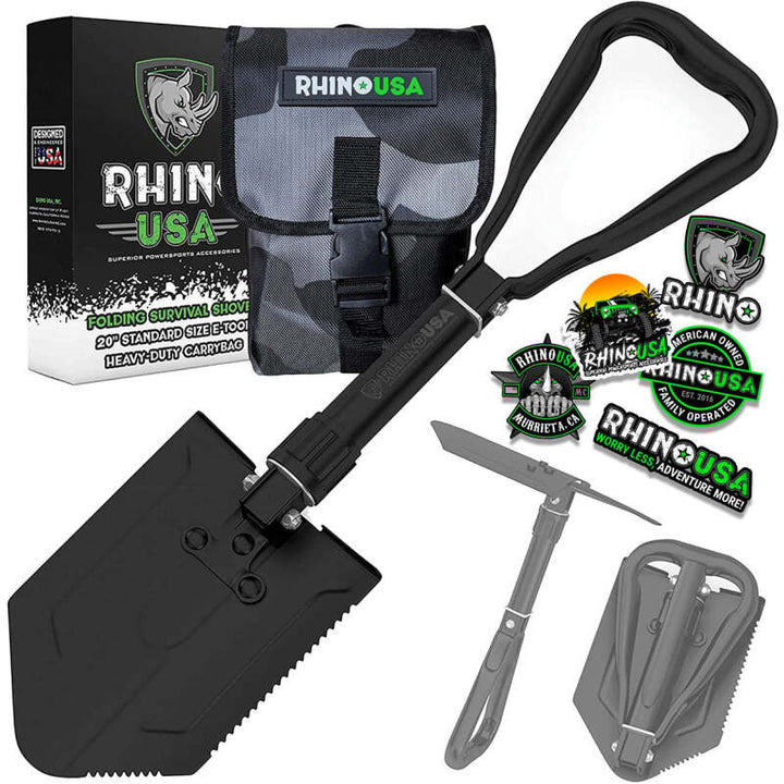 Rhino USA Folding Recovery Shovel W/Pick - Bull Strap