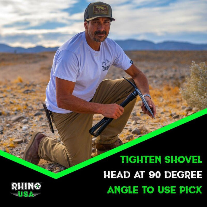 Rhino USA Folding Recovery Shovel W/Pick - Bull Strap