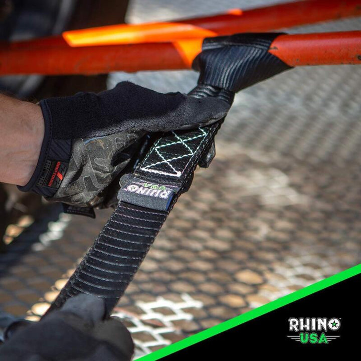 Rhino USA Heavy Duty Ratchet Tie-Down 4-Pack (Black) 1.6In X 8Ft - Bull Strap