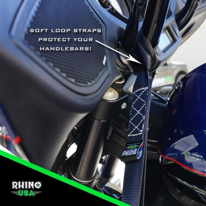 Rhino USA Heavy Duty Ratchet Tie-Down 4-Pack Green 1.6In X 15Ft - Bull Strap