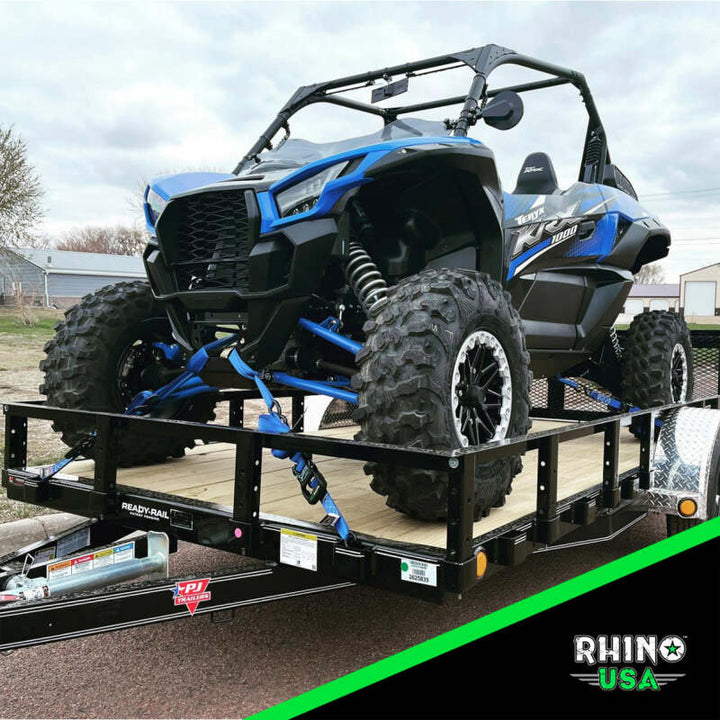 Rhino USA Heavy Duty Ratchet Tie-Downs 2-Pack (Black) 1.6In X 8Ft - Bull Strap