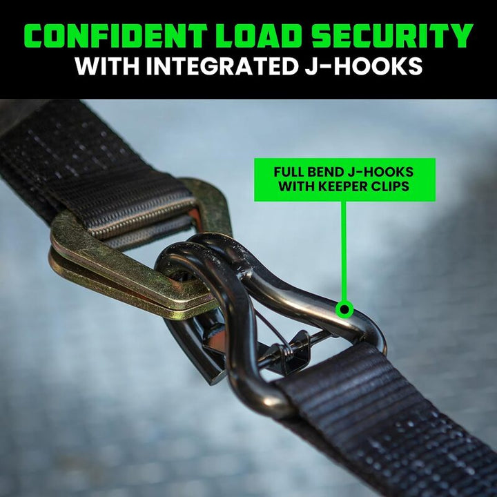 Rhino USA Heavy Duty Vehicle Tie Down Kit- Green - Bull Strap