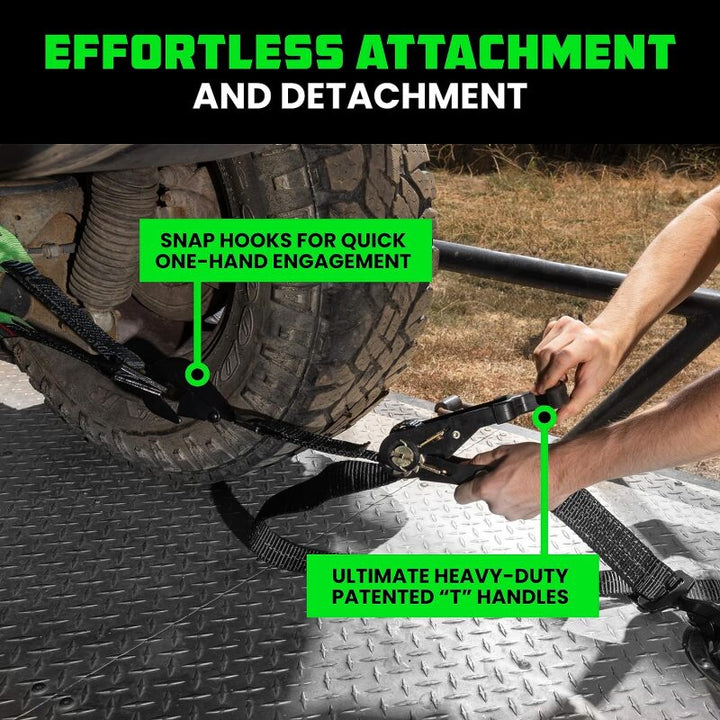 Rhino USA Heavy Duty Vehicle Tie Down Kit (Snap Hook) - Bull Strap