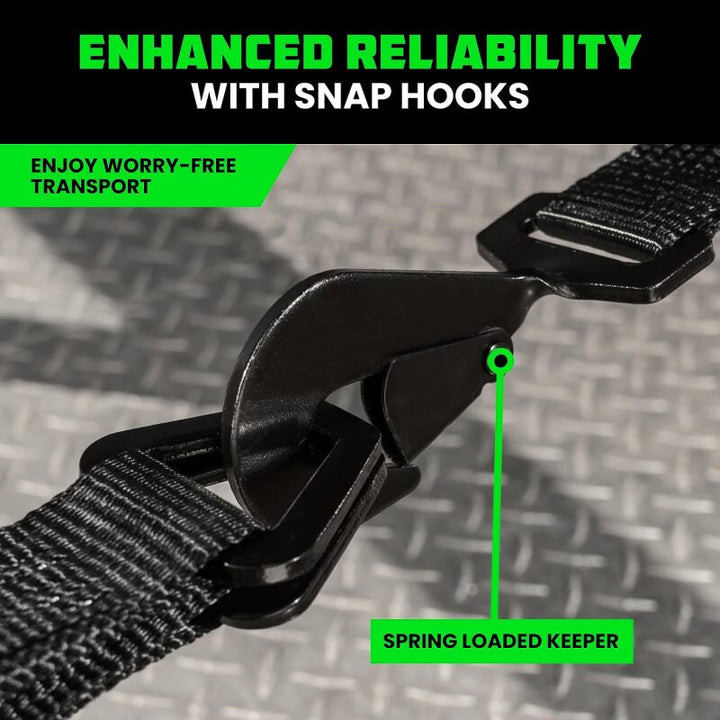 Rhino USA Heavy Duty Vehicle Tie Down Kit (Snap Hook) - Bull Strap