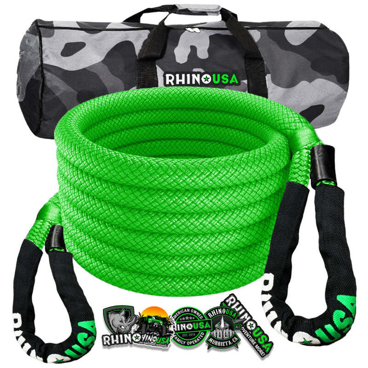 Rhino USA Kinetic Energy Recovery Rope (1In X 30Ft) Green - Bull Strap