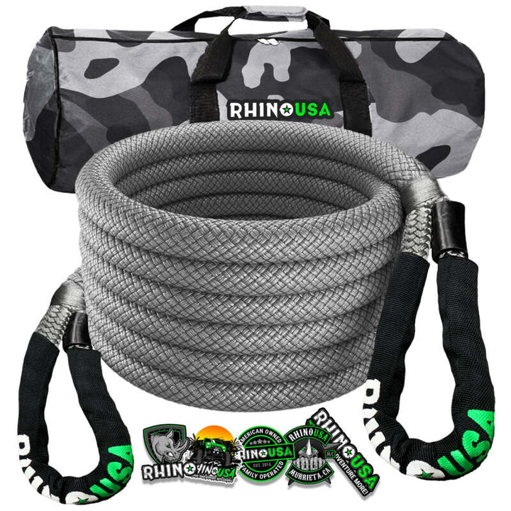 Rhino USA Kinetic Energy Recovery Rope (5/8In X 20Ft) Gray - Bull Strap