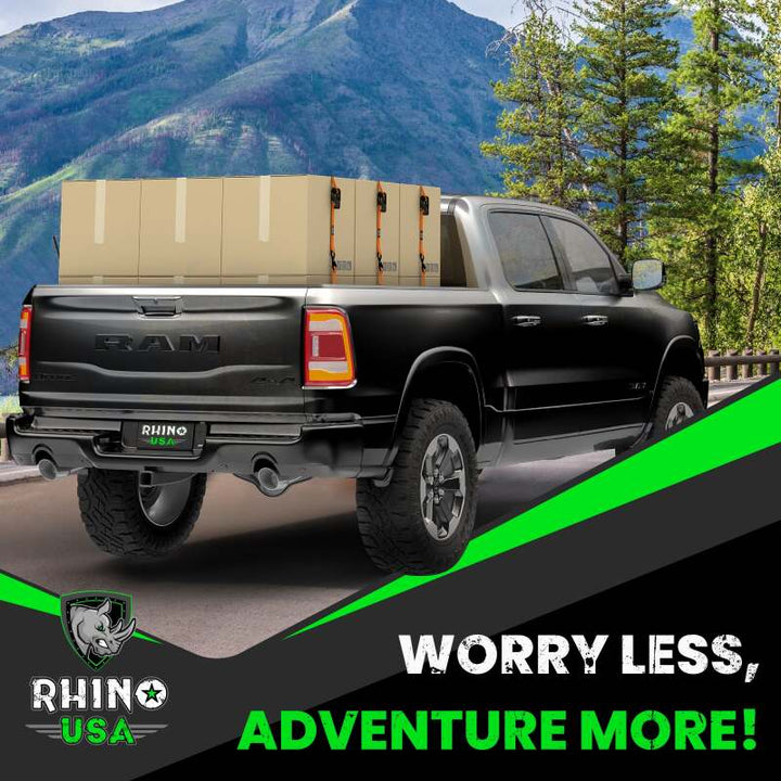 Rhino USA Medium Duty Ratchet Strap Tie-Down 4-Pack (Red) - Bull Strap