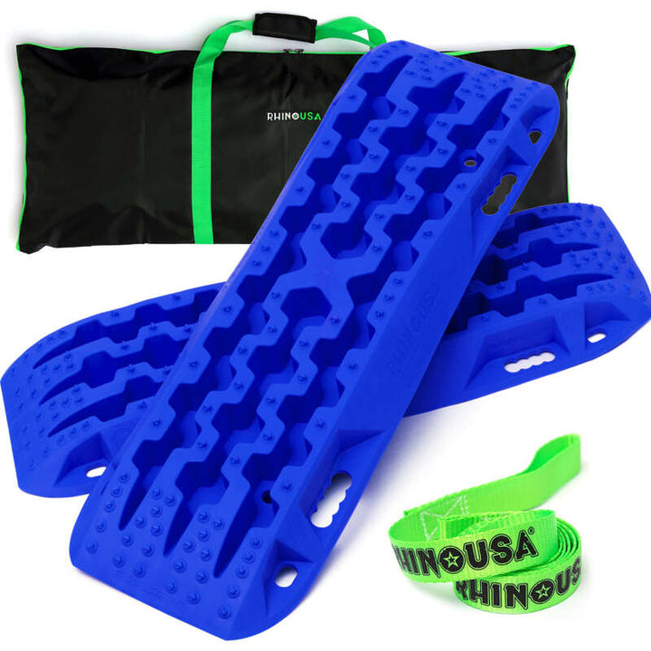 Rhino USA Recovery Traction Boards - Blue (Pair) - Bull Strap