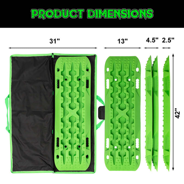Rhino USA Recovery Traction Boards - Green (Pair) - Bull Strap