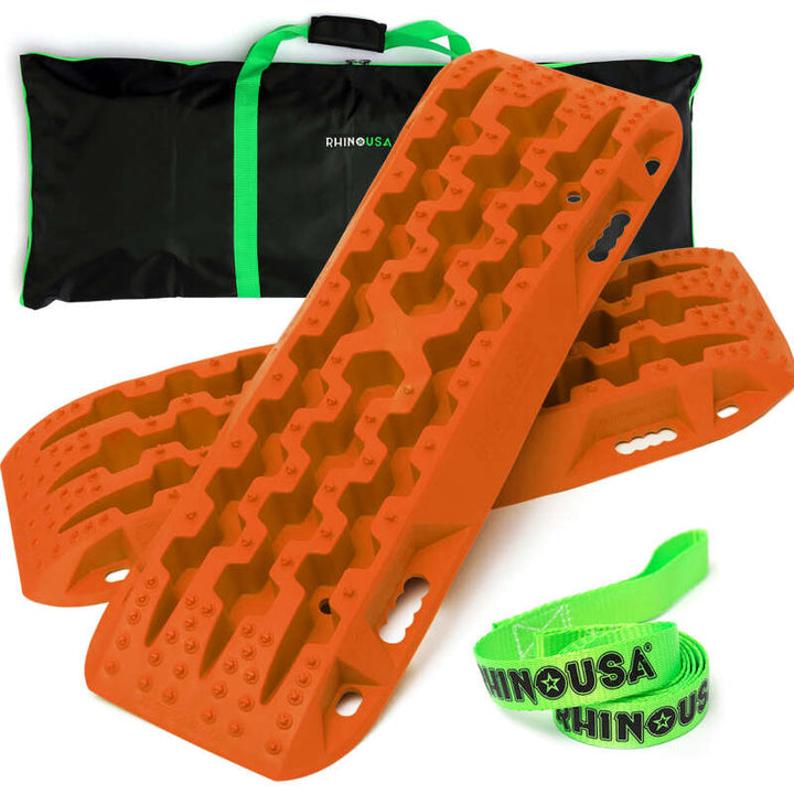 Rhino USA Recovery Traction Boards - Orange (Pair) - Bull Strap