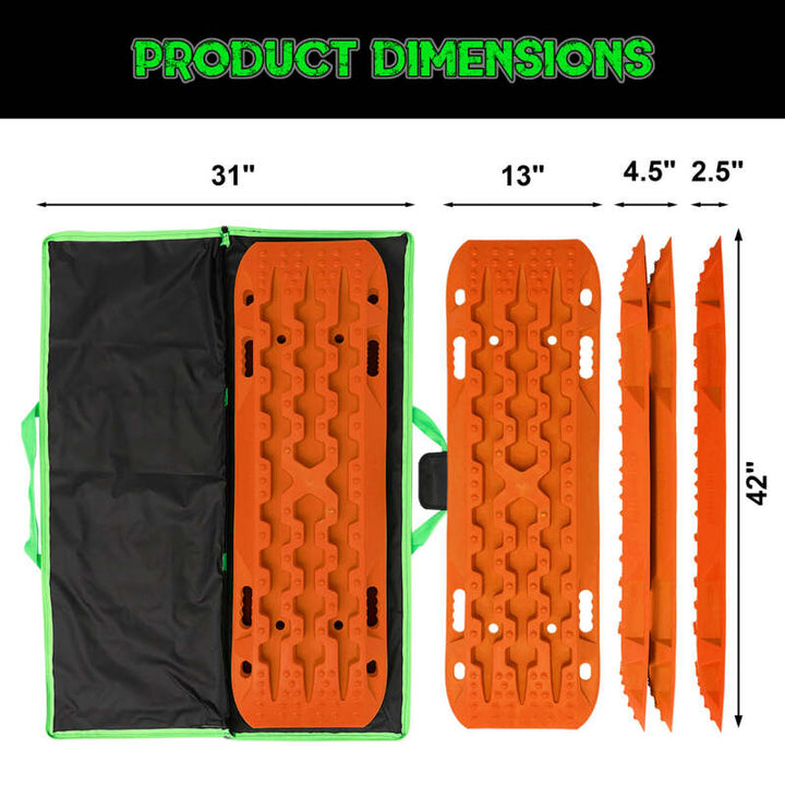 Rhino USA Recovery Traction Boards - Orange (Pair) - Bull Strap