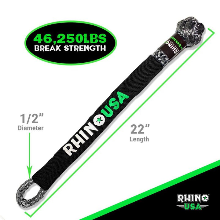 Rhino USA Synthetic Soft Shackles Gray (2-Pack) - Bull Strap