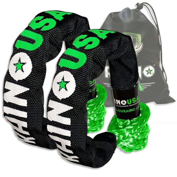 Rhino USA Synthetic Soft Shackles Green (2-Pack) - Bull Strap
