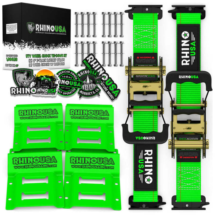 Rhino USA Utv Wheel Chock Tie-Down Kit (2-Wheel Kit) (Green) - Bull Strap