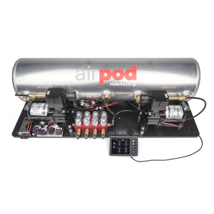 Ridetech RidePro E5 Air Ride Suspension Control System 5 Gallon Dual Compressor AirPod 1/4in Valves - Bull Strap