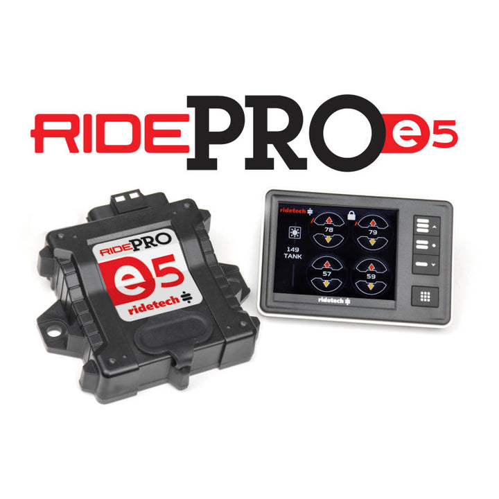 Ridetech RidePro E5 Air Ride Suspension Control System 5 Gallon Dual Compressor AirPod 1/4in Valves - Bull Strap