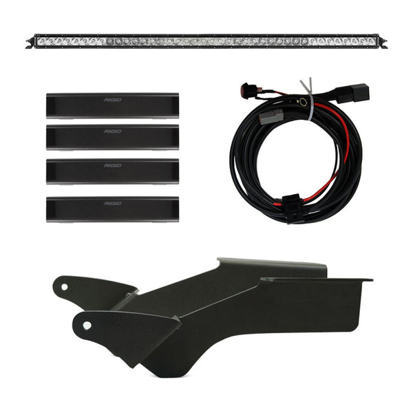 Rigid Industries 2021 Ford Bronco Roof Rack Light Kit (Incl. SR spot/flood Combo Bar) - Bull Strap