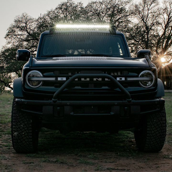 Rigid Industries 2021 Ford Bronco Roof Rack Light Kit (Incl. SR spot/flood Combo Bar) - Bull Strap