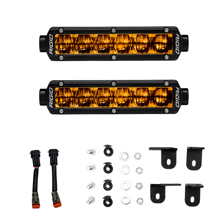Rigid Industries 2022+ Toyota Tundra 6in SR-Series Selective Yellow Fog Light Kit - Bull Strap