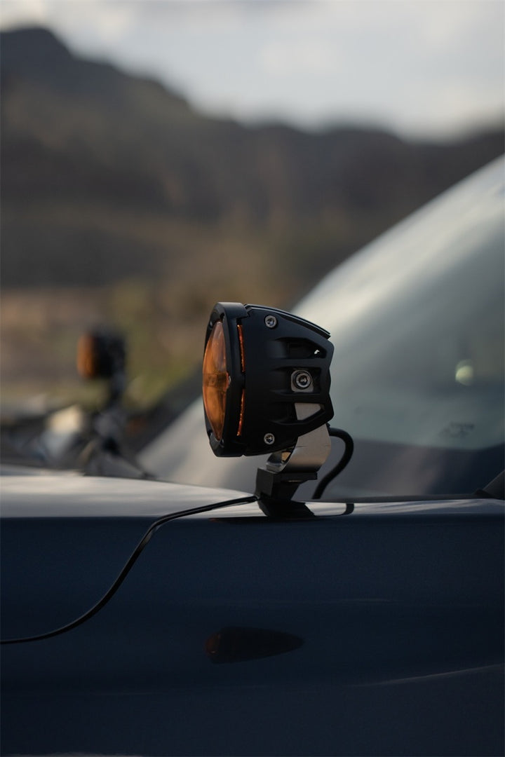 Rigid Industries 360-Series 4in Fog w/ Amber PRO Lens - White (Pair) - Bull Strap