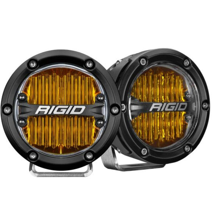 Rigid Industries 360-Series 4in LED SAE J583 Fog Light - Selective Yellow (Pair) - Bull Strap