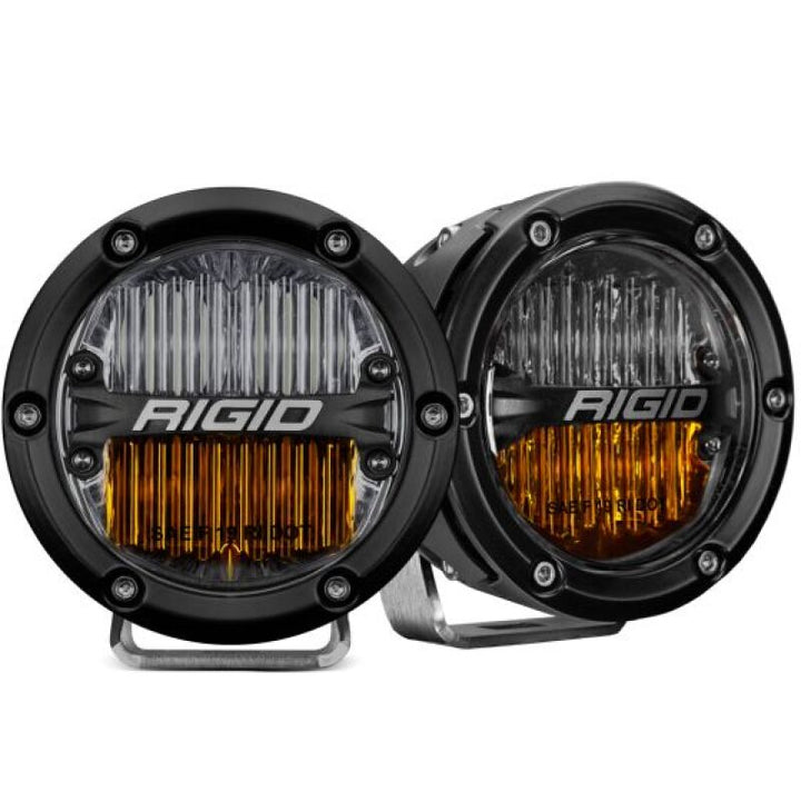 Rigid Industries 360-Series SAE Fog Yellow/White Pair - Bull Strap