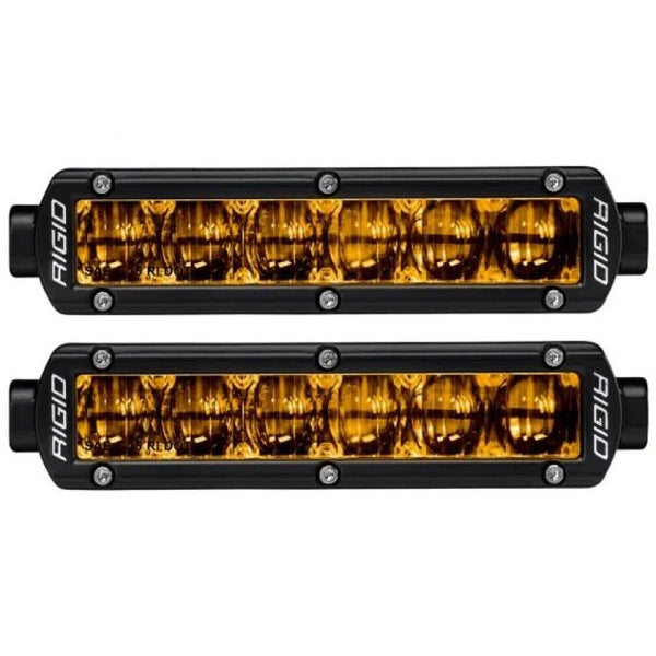 Rigid Industries 6in SR-Series Pro Dot / SAE Fog Lights (Pair) - Selective Yellow - Bull Strap