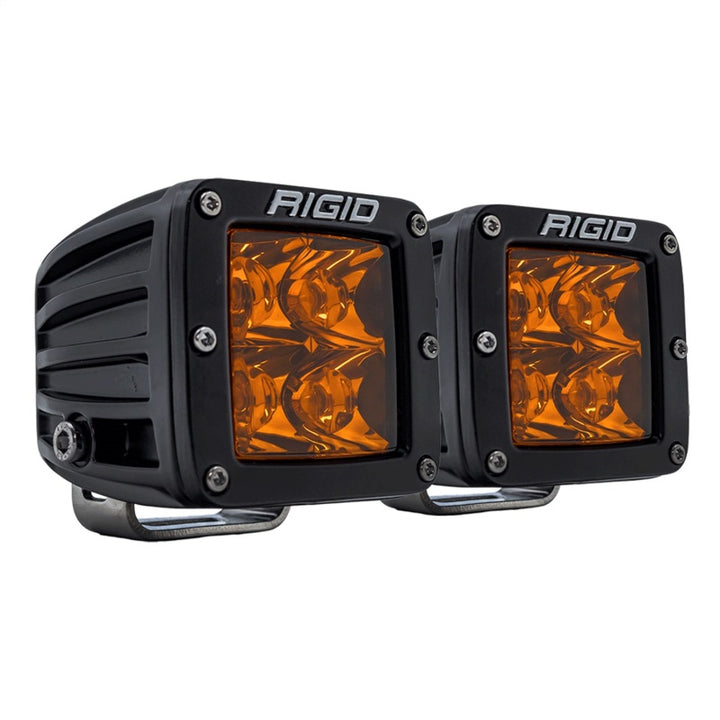 Rigid Industries D-Series Spot w/ Amber PRO Lens (Pair) - Bull Strap