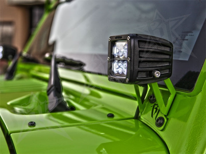 Rigid Industries Jeep JK - A-Pillar Mount Kit - Mounts set of Dually/D2 - Bull Strap