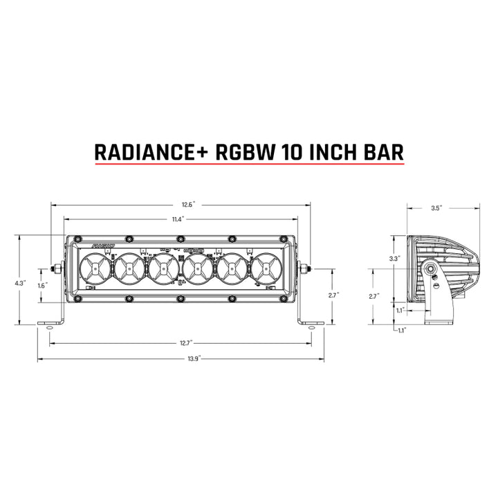 Rigid Industries Radiance+ 10in. RGBW Light Bar - Bull Strap
