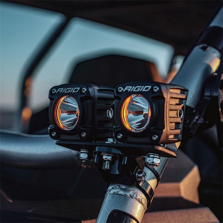 Rigid Industries Revolve Pod w/Amber Trim Ring - Pair - Bull Strap