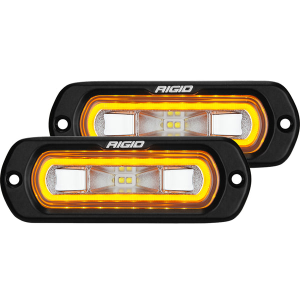 Rigid Industries SR-L Series Flush Mount LED Spreader Pair w/ Amber Halo - Universal - Bull Strap