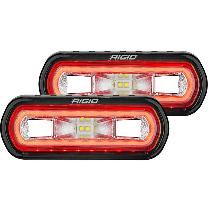 Rigid Industries SR-L Series Surface Mount LED Spreader Pair w/ Red Halo - Universal - Bull Strap